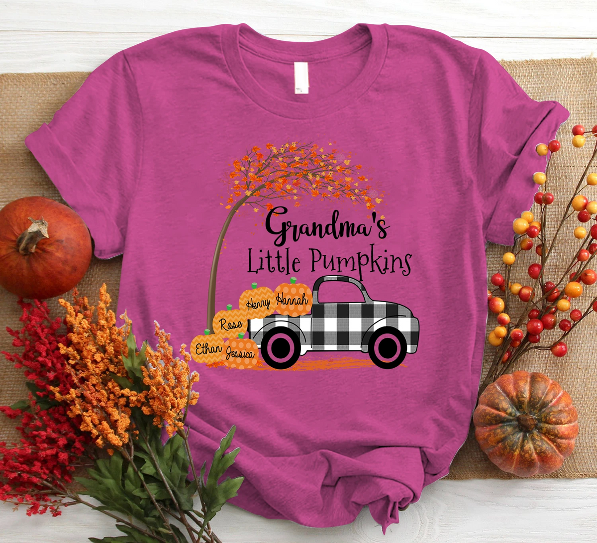 Personalized Grandma's Little Pumpkins Autumn Shirt Nickname & Grandkid's Name Can Be Changed
