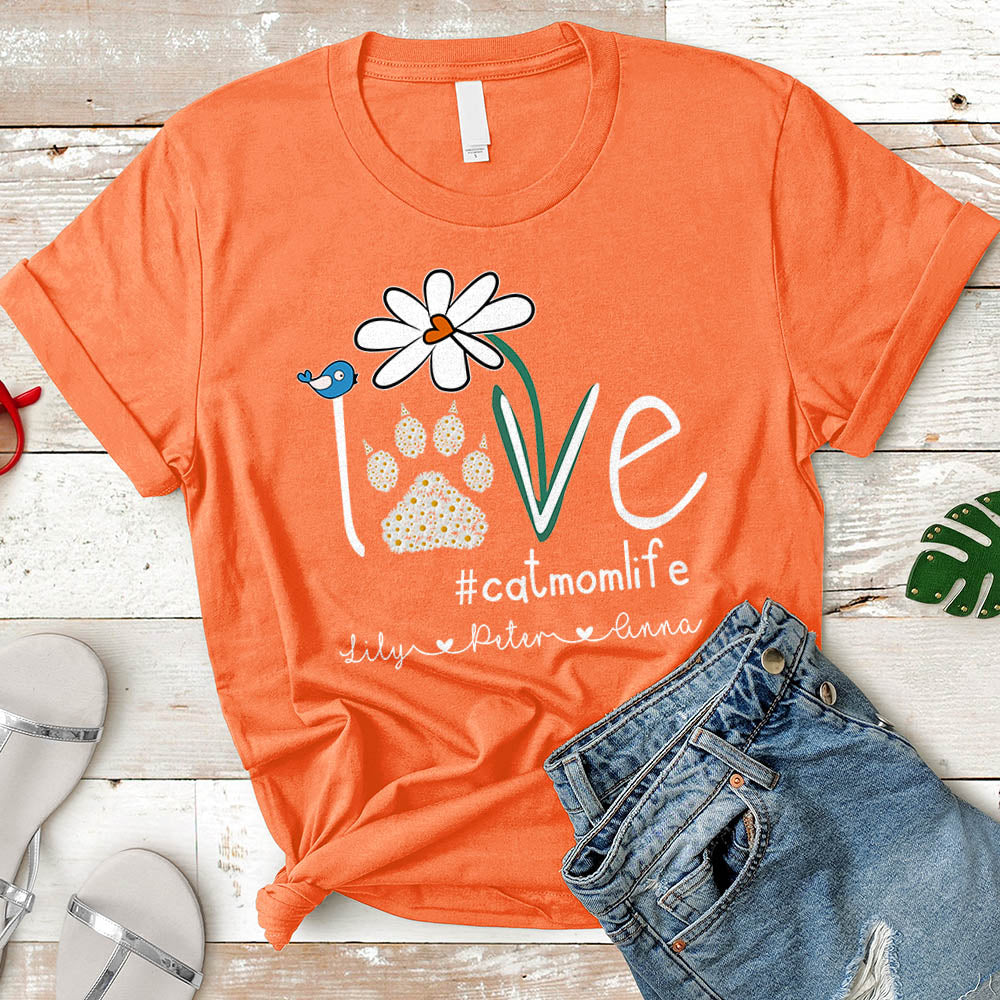 Personalized Love Cat Mom Life Shirt Shirt Daisy Love Cat Mom Life Shirt