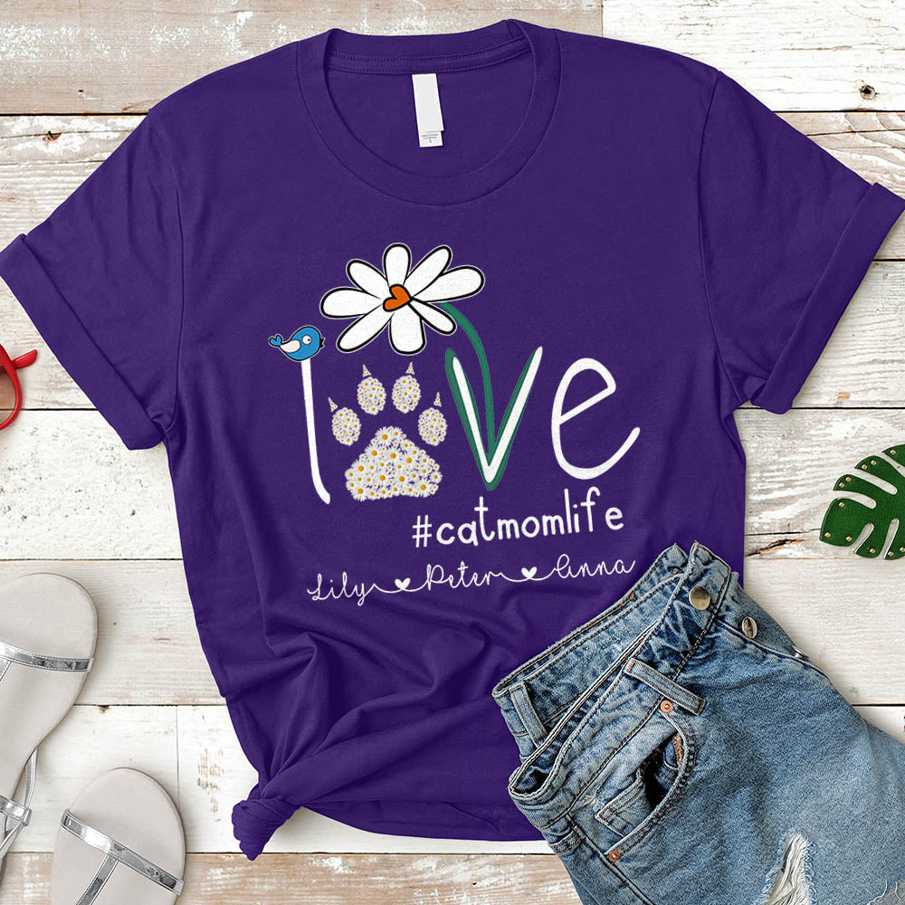 Personalized Love Cat Mom Life Shirt Shirt Daisy Love Cat Mom Life Shirt