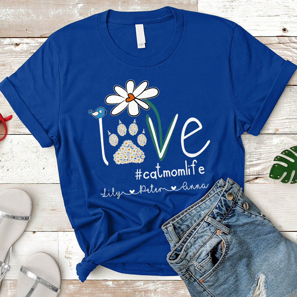 Personalized Love Cat Mom Life Shirt Shirt Daisy Love Cat Mom Life Shirt