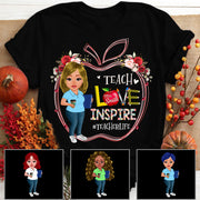 Teach Love Inspire Apple Shape Back To School Personalized Shirt For Teacher