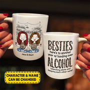 Besties Here’S To Another Year Of Bonding Over Alcohol, Personalized Mug For Your Besties Or Sisters