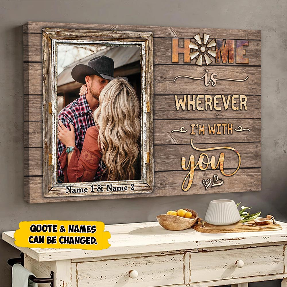 Personalized Couple Canvas Through Rustic Window Best Gift For Valentine Or Anniversary