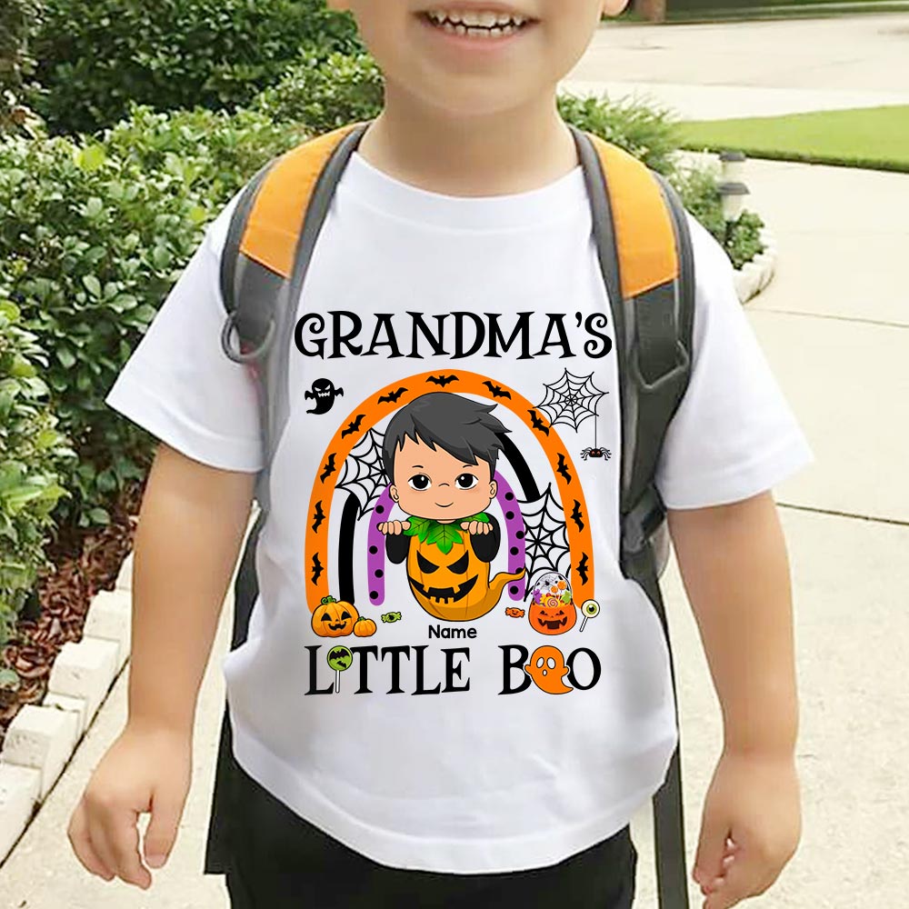 Grandma's Little Boo Halloween Personalized Shirt For Kid