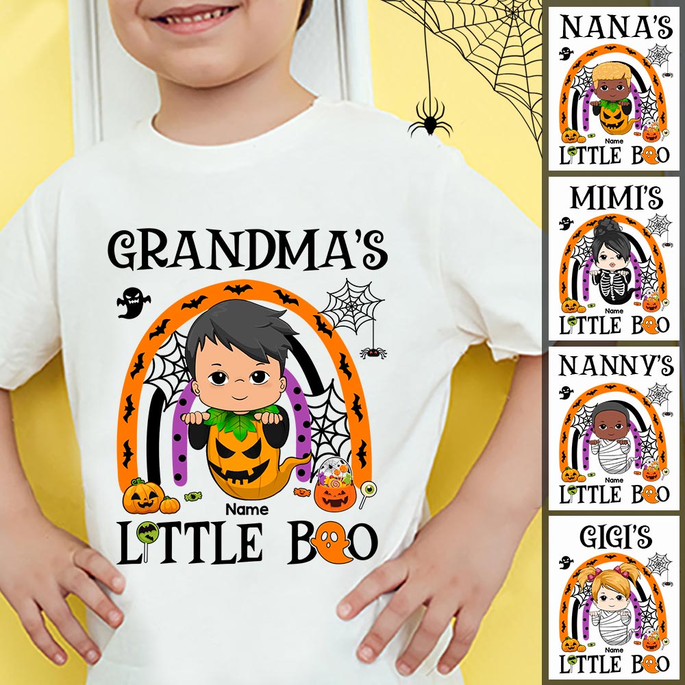 Grandma's Little Boo Halloween Personalized Shirt For Kid