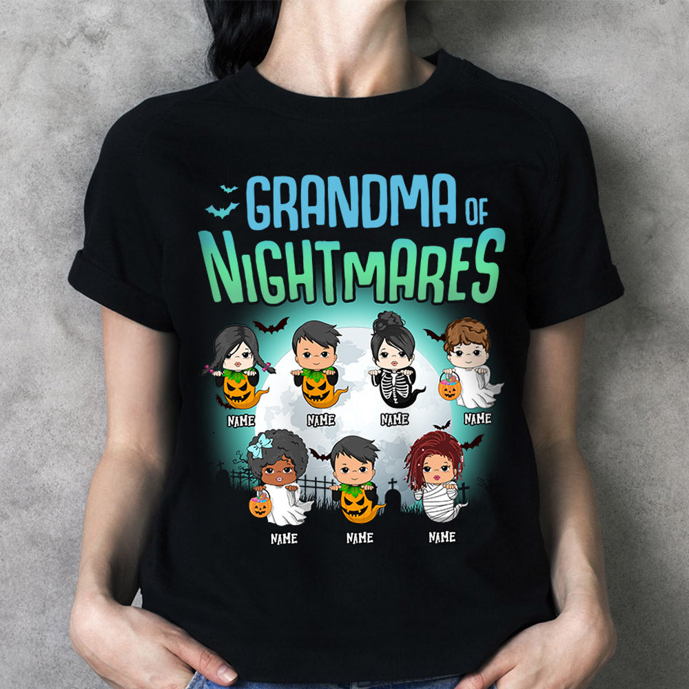 Mommy Nana Of Ghosts With Grandkids Halloween Ghost Costume Personalized Shirts