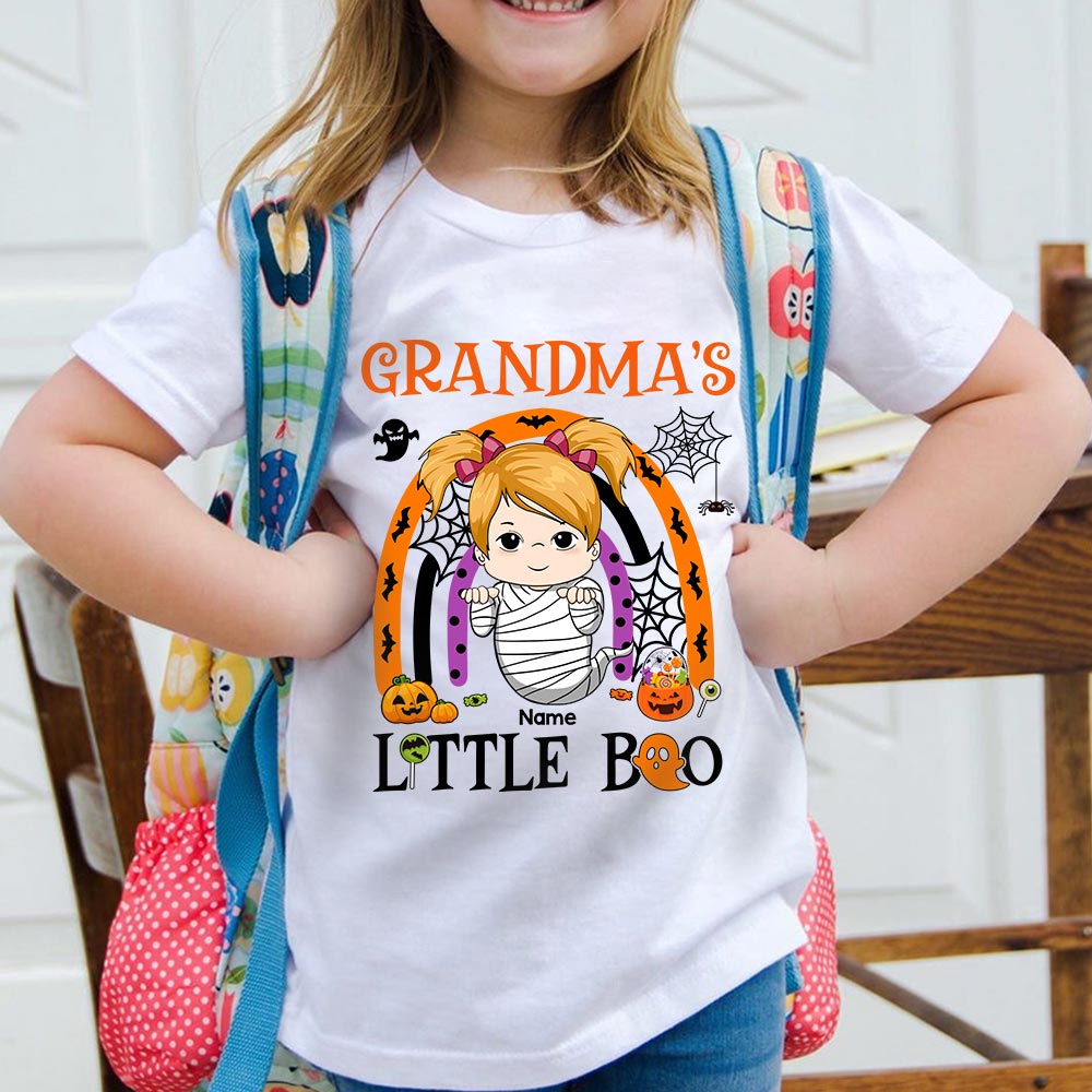 Grandma's Little Boo Halloween Personalized Shirt For Kid