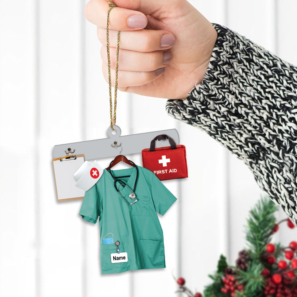 Nurse Uniform Custom Shaped Acrylic Ornament Two Sides Print, Christmas Gift, Name & Uniform Color Can Be Changed Vr3, Made By Acrylic And The 2 Sides Are The Same