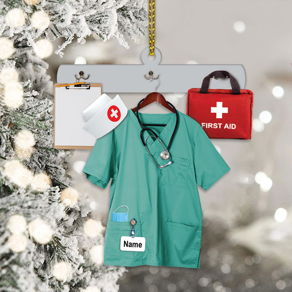 Nurse Uniform Custom Shaped Acrylic Ornament Two Sides Print, Christmas Gift, Name & Uniform Color Can Be Changed Vr3, Made By Acrylic And The 2 Sides Are The Same