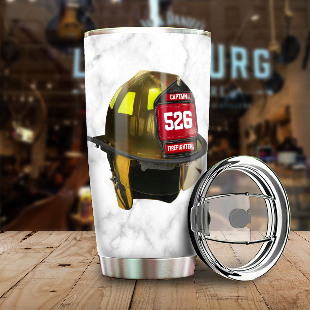 Firefighter's Helmet, Personalized Tumbler, Custom Helmet And Number