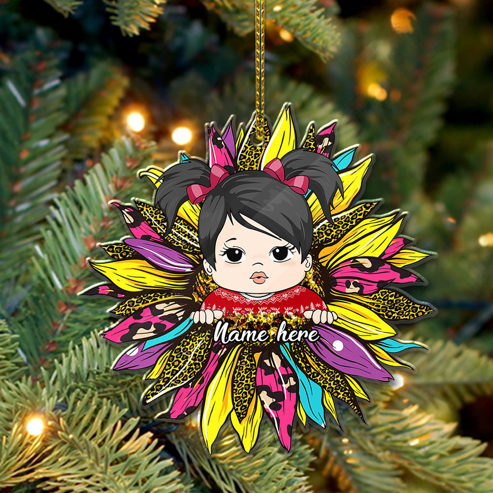 Sunflower With Grandkid Personalized Ornament For Happy Family Vr1 TRHN