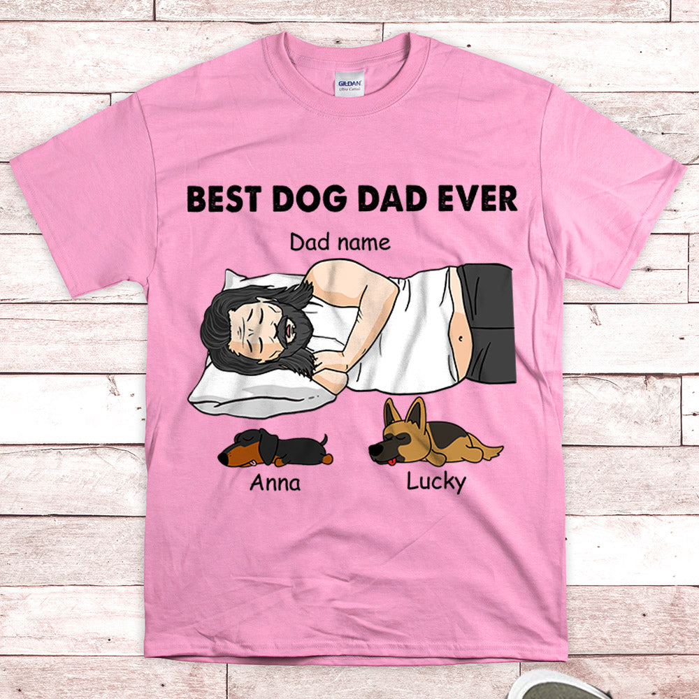 Personalized Dad Bod Sleeping With Dog, Best Dog Dad Ever, Father's Day Shirts, Gift For Dog Dad, Dog Lovers