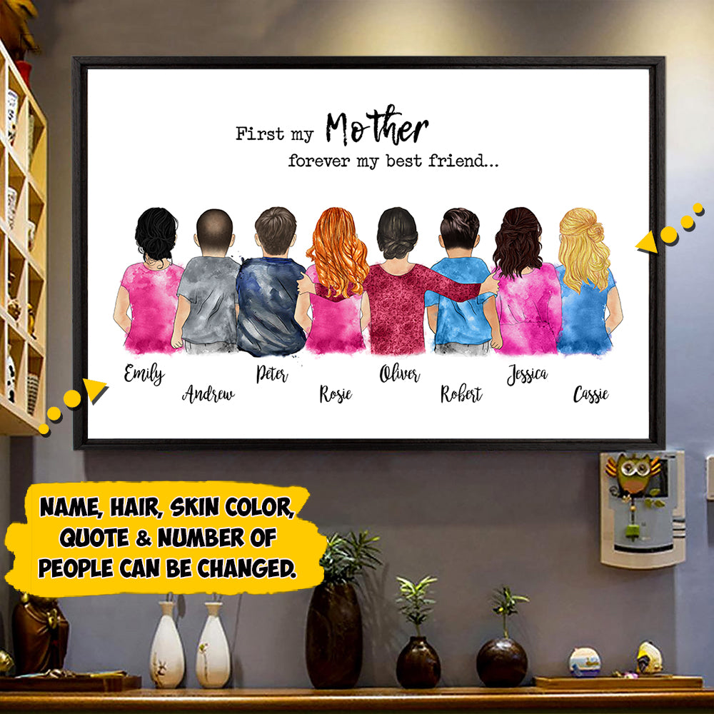 Personal Mother's Hug Mom/Daughters/Sons, Sisters/Brothers Poster Canvas, Perfect Gift For Mother's Day