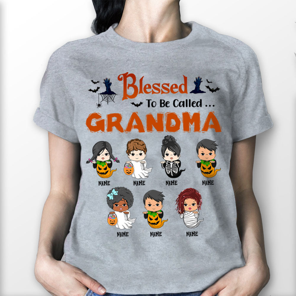 Blessed To Be Called Gigi Grandkids With Halloween Ghost Costume Personalized Shirts