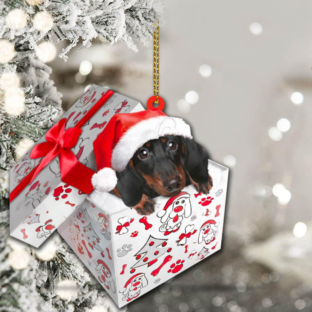 Dachshund Christmas Gift Cut Shaped Acrylic Ornament Two Sides, Wiener, Doxie Mom, Lovers Dachshund, Made By Acrylic And The 2 Sides Are The Same