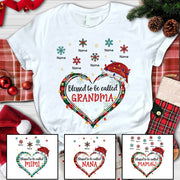 Blessed To Be Called Grandma Heart Flying Snowflakes Personalized Shirt For Grandma