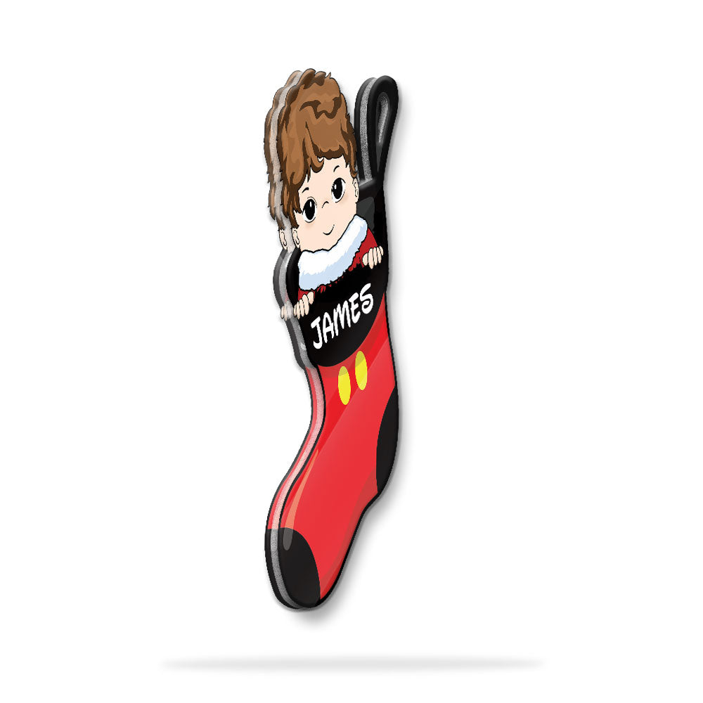Personalized Kid Socks Acrylic Ornament, Made By Acrylic And One Side Print