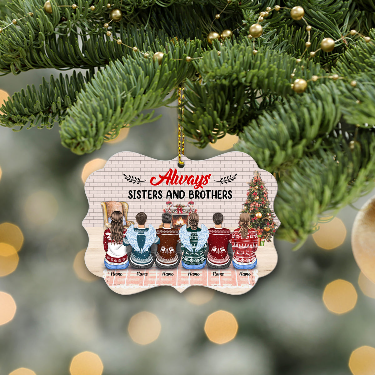 Always Sisters And Brothers Personalized Aluminium Ornament, TRNA