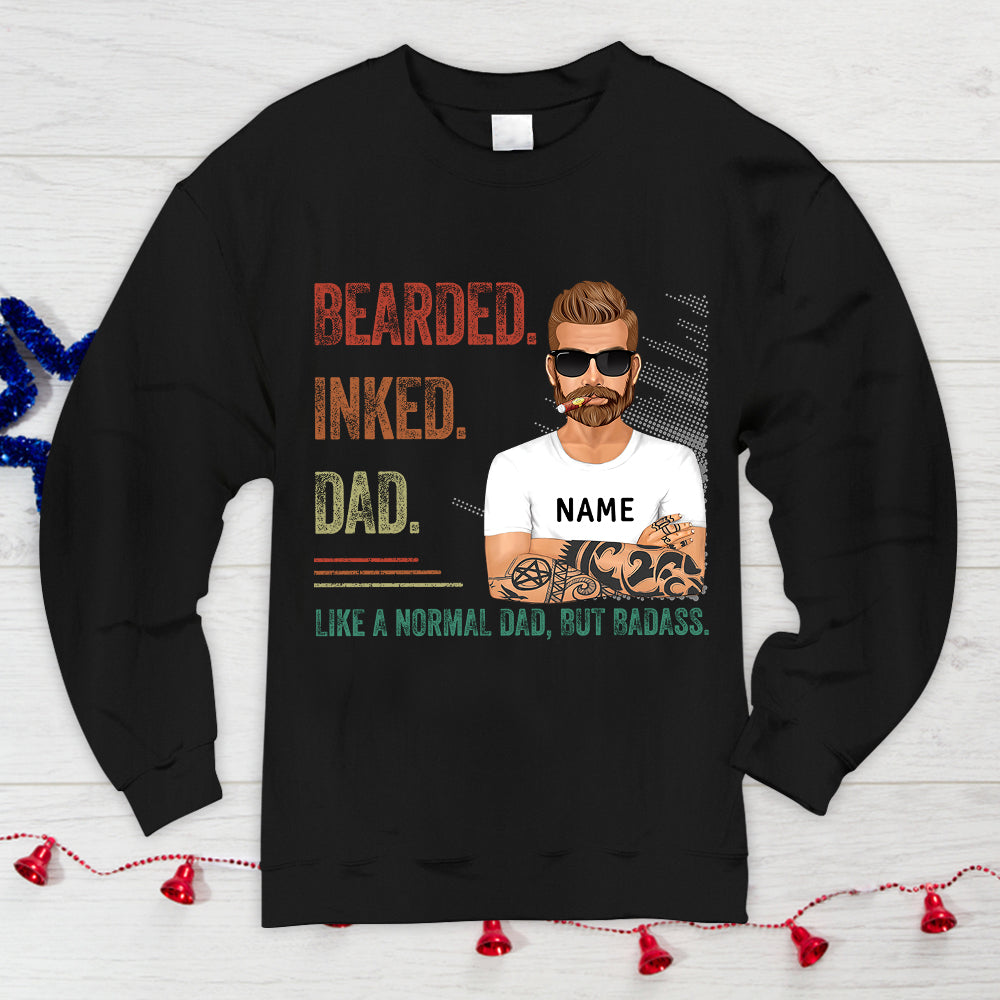 Bearded Inked Dad Like A Normal Dad But Badass Vr3 Personalized Shirts, Shirt For Dad