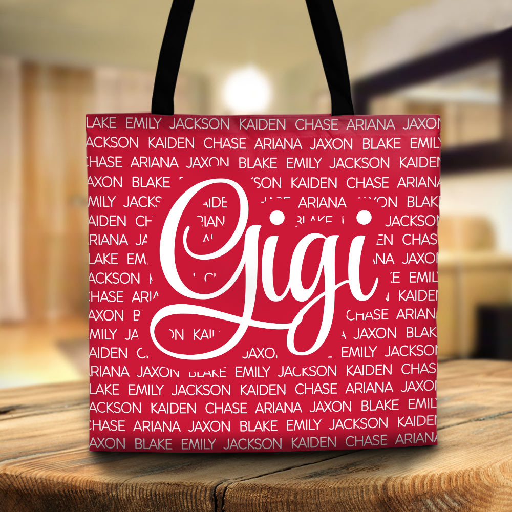 Grandma With Her Grandkids Personalized Tote Bag For Grandma