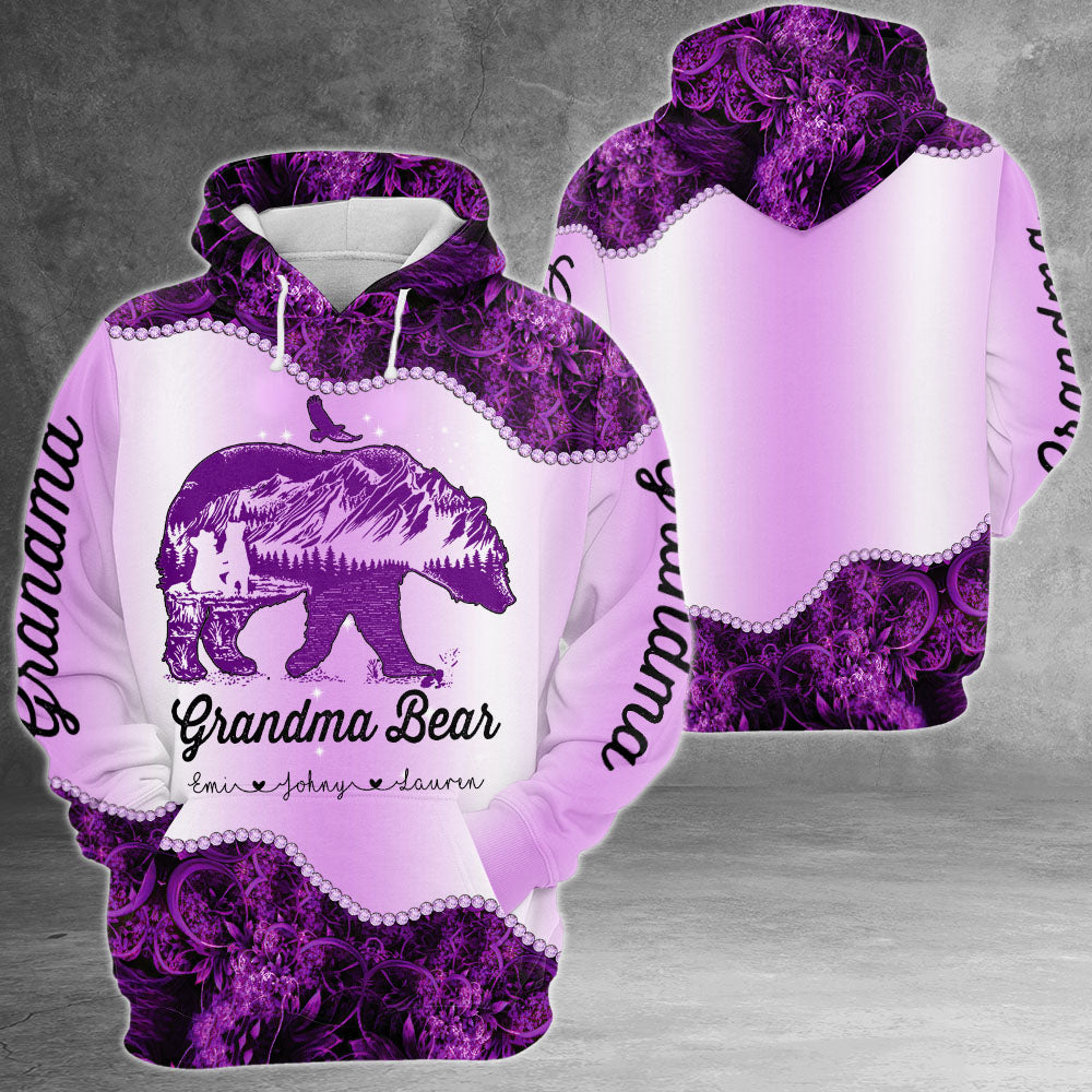 Personalized Grandma Bear All Over Print Shirts For Grandma