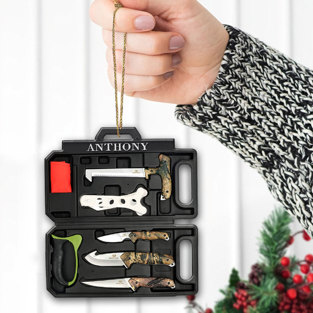 Ornament Field Dressing Kit Hunting Knife Set, Acrylic Ornament Printed Two Sides With The Same Design For Hunters, Name & Camo Patterns Can Be Changed Vr2
