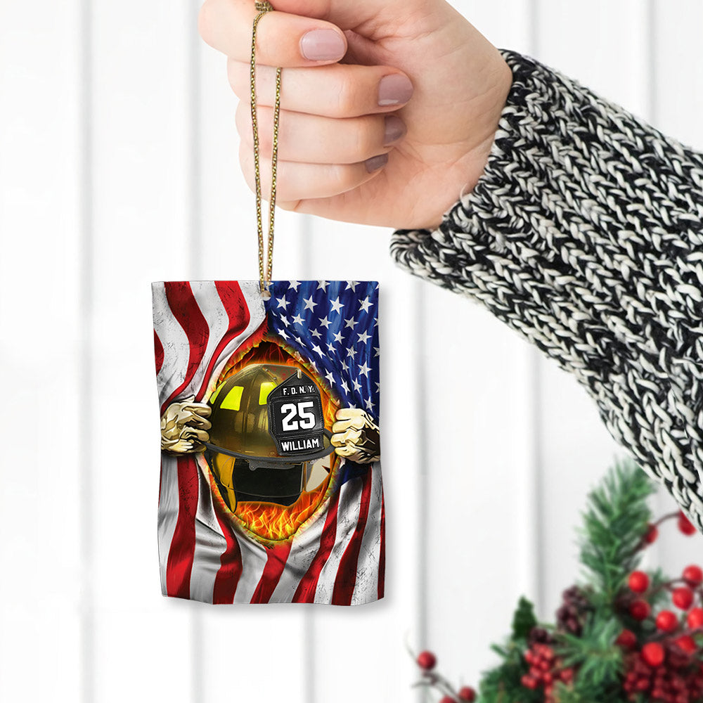 Flag Firefighter's Helmet, Custom Cut Shaped Acrylic Ornament Two Sides Print Made By Acrylic And The 2 Sides Are The Same