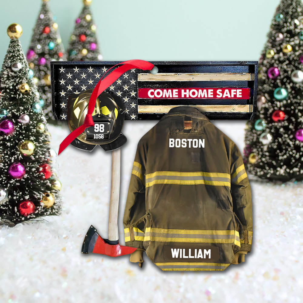 Come Home Safe Firefighter Armor Custom Cut Shaped Acrylic Ornament Two Sides Print