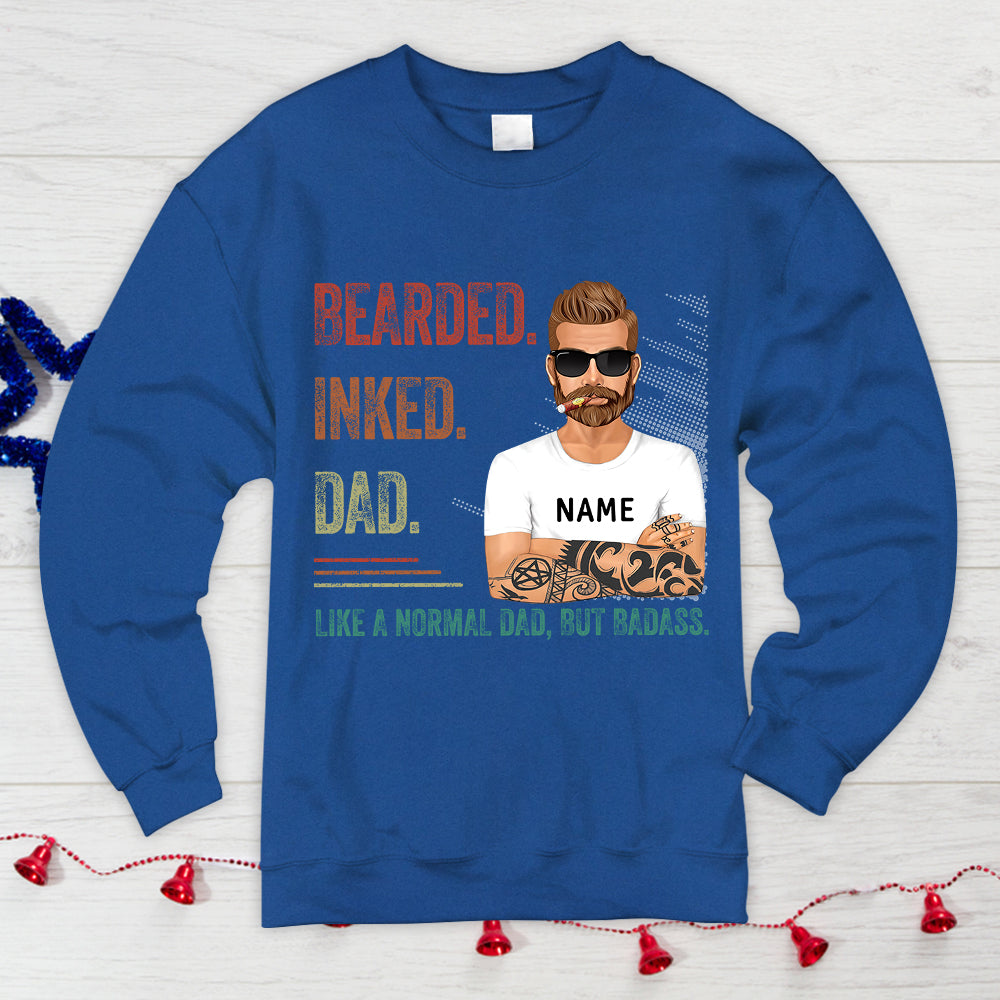 Bearded Inked Dad Like A Normal Dad But Badass Vr3 Personalized Shirts, Shirt For Dad