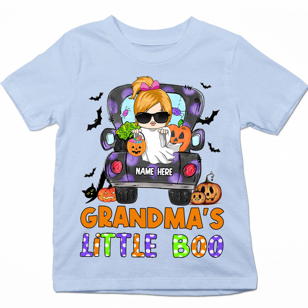 Grandma's Little Boo Truck Halloween Personalized Shirt For Kid