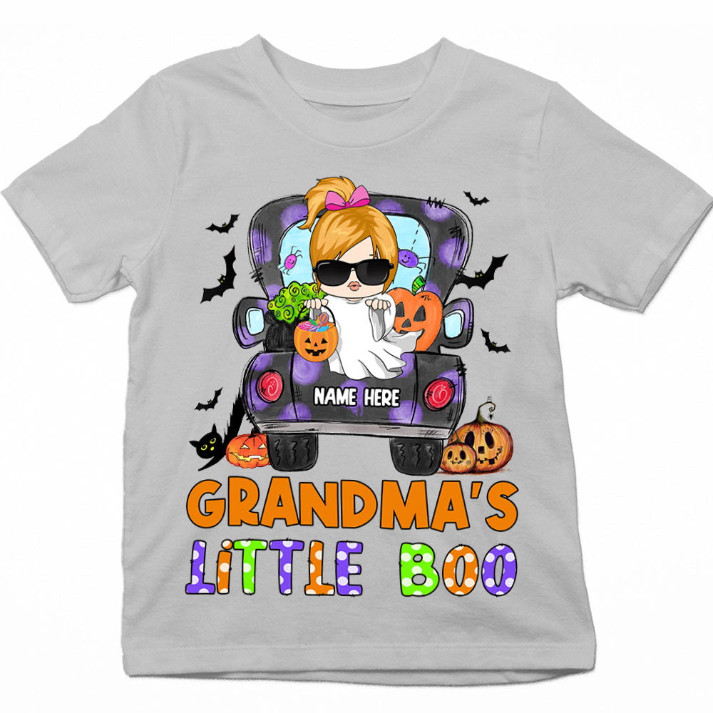 Grandma's Little Boo Truck Halloween Personalized Shirt For Kid