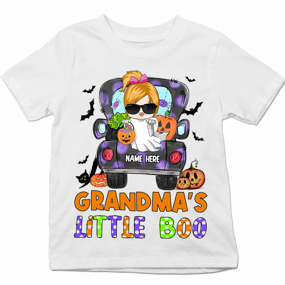 Grandma's Little Boo Truck Halloween Personalized Shirt For Kid