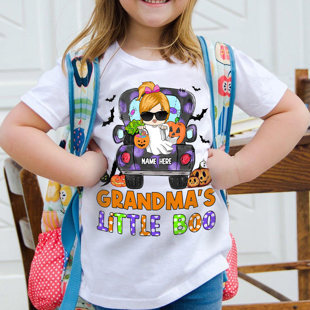 Grandma's Little Boo Truck Halloween Personalized Shirt For Kid