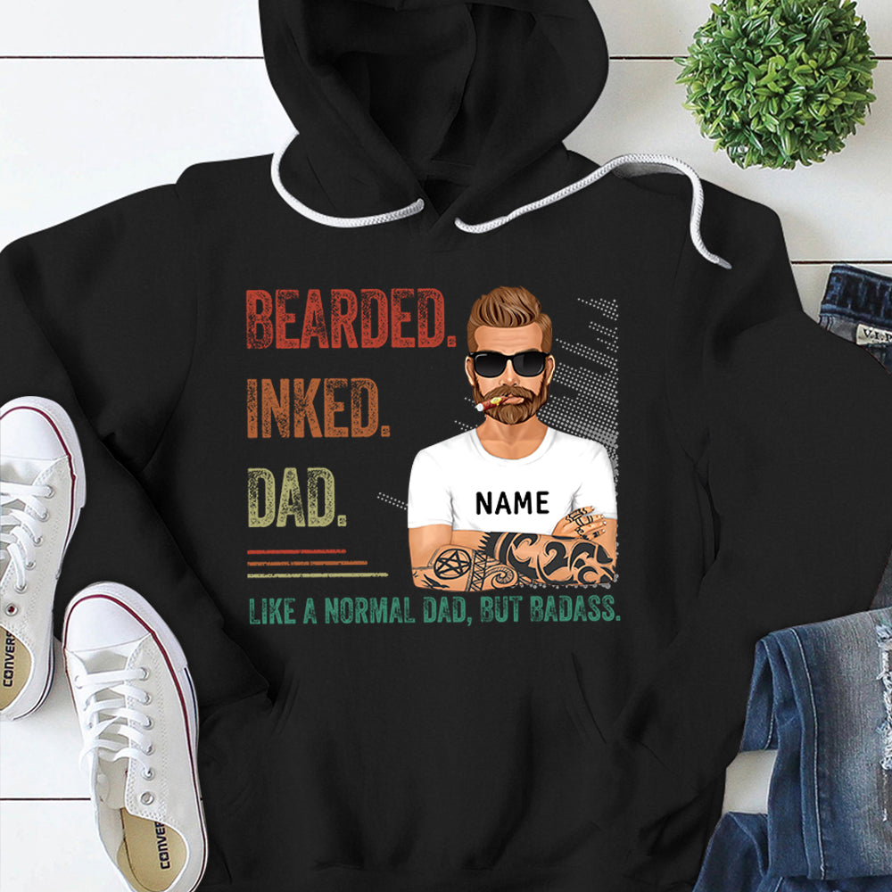 Bearded Inked Dad Like A Normal Dad But Badass Vr3 Personalized Shirts, Shirt For Dad