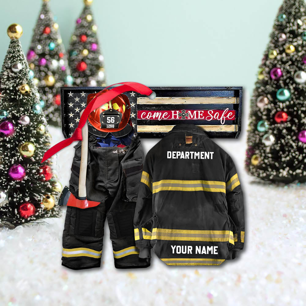 Come Home Safe Firefighter Armor Custom Shaped Acrylic Ornament Two Sides Print Custom Clothing Sets, Made By Acrylic And The 2 Sides Are The Same