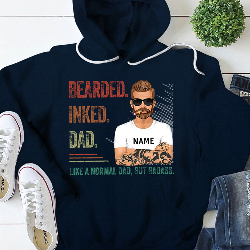 Bearded Inked Dad Like A Normal Dad But Badass Vr3 Personalized Shirts, Shirt For Dad