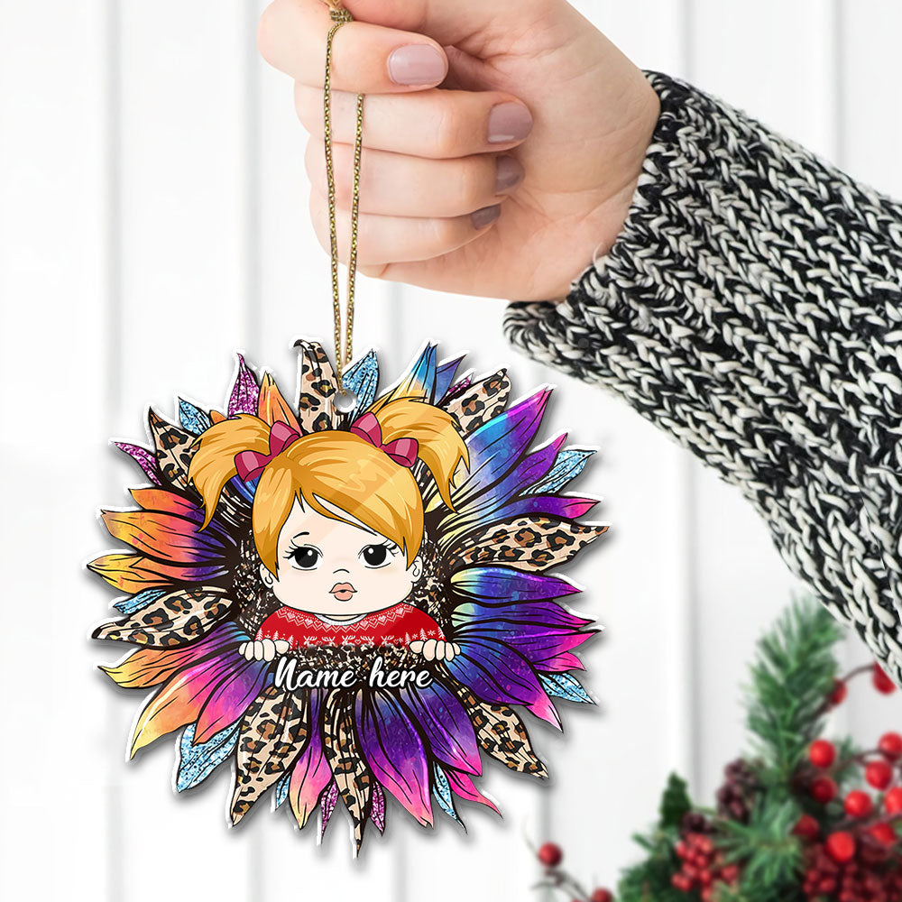 Sunflower With Grandkid Personalized Ornament For Happy Family Vr2 TRHN