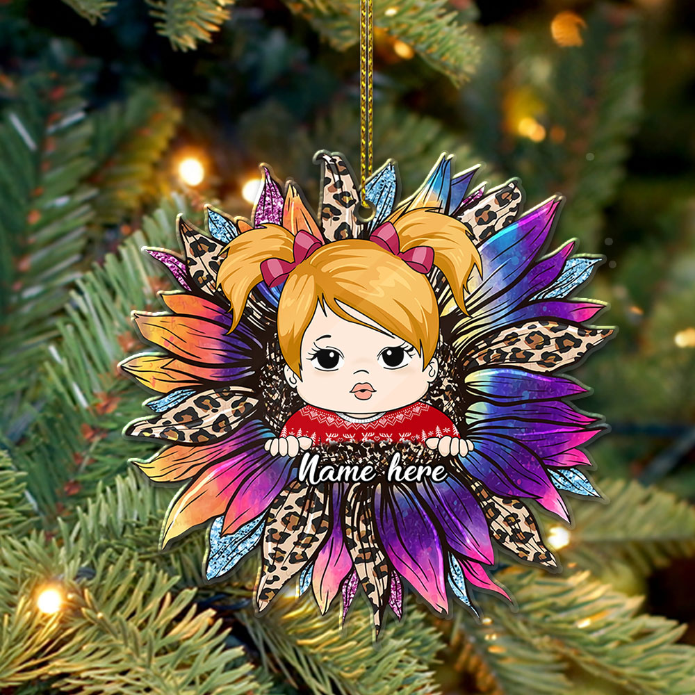 Sunflower With Grandkid Personalized Ornament For Happy Family Vr2 TRHN